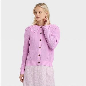 NWOT Who What Wear Women’s Crochet Cardigan Purple Lavender
